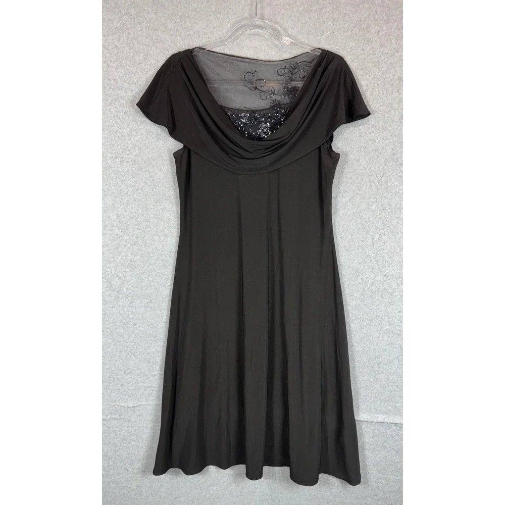Scarlett Nite Dress Womens 10 Beaded Mesh Cowl Neck Cocktail Elegant Evening